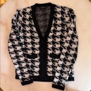 Ann Taylor Black and White Houndstooth Cardigan